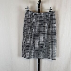 St John Collection Tweed Pencil Skirt Black White Plaid Nordstrom Size 6